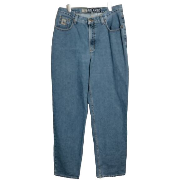 Vintage 90s Cruel Girl Sz 15 Relaxed Baggy Fit Mom Jeans 100% Cotton High Waist - Picture 1 of 6